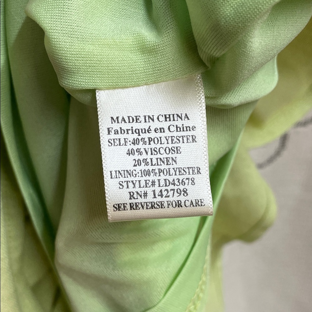 Love Riche Woman’s Celery Colored Tie-Shoulder Tiered Dress - Picture 2 of 7